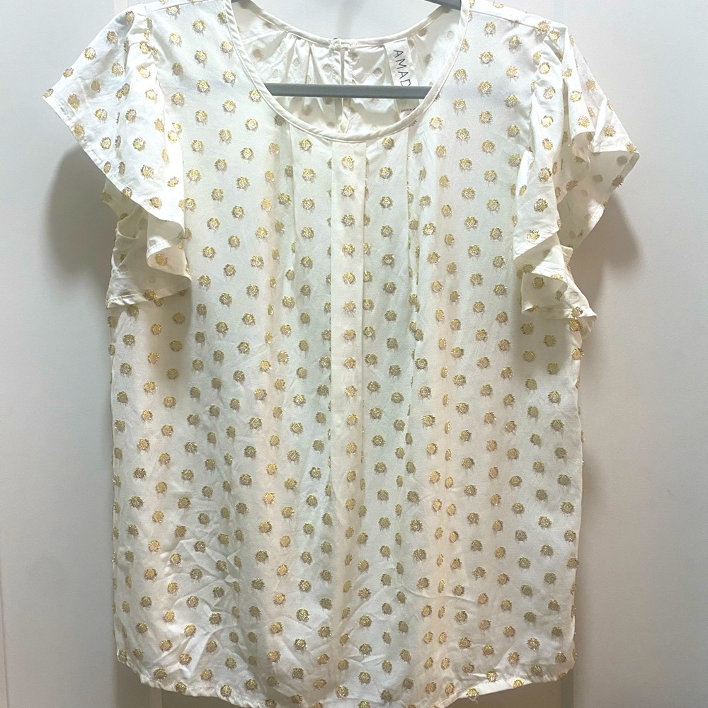 Anthropologie Gold Dot Top